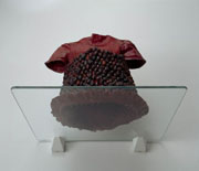 Alice Maher, Berry Dress, 1994, Rosehips, cotton, paint, sewing pins, 16 x 26 x 30 cm, Collection Irish Museum of Modern Art, Purchase, 1995