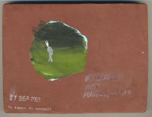 Francis Alÿs, Le Temps du Sommeil, 1996 – present, series of 100 paintings (ongoing), oil and pencil on wood, 12 x 16 cm