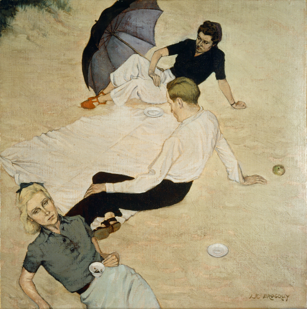 Louis le Brocquy, A Picnic, 1940. Wax-resin medium on canvas mounted on board. 40 x 40 cm. Collection Irish Museum of Modern Art
