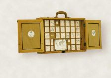 Colin Harrison, The Portable History of the World, 1974, Pencil on paper and oil on canvas in wooden box, 51.7 x 65.9 x 11.1 cm, Gordon Lambert Trust, 1992