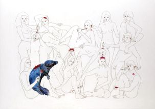 Fernanda Chieco. ANGELVS DOMINI: Spreading Jam on the Seal, pencil on paper, 2007.