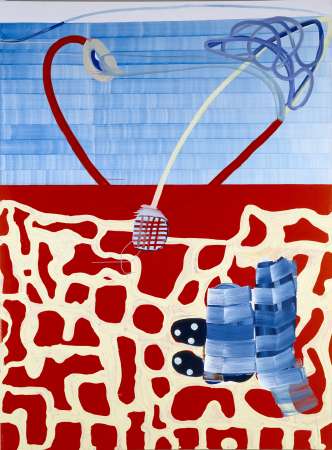 Juan Uslé, Jugadores del país del queso, 1996, vinyl, dispersion and dry pigment on canvas, 274 x 203 cm, Collection Musée d’Art Moderne Grand-Duc Jean, Luxembourg 