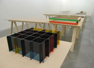 Liam Gillick, Literally Based on H.Z., 2006, ten table units and seven prototypes, dimensions variable. Collection Irish Museum of Modern Art, Purchased 2007 