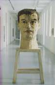 Stephan Balkenhol, Large Head, 1991, Wawa wood, 120 cm high. Base 100 cm high, Collection Irish Museum of Modern Art