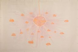 Stephen Brandes, Chandelier, 2004, Permanent marker, biro and oil on vinyl, 276.9 x 398.8 cm, Collection Irish Museum of Modern Art, Purchase, 2004