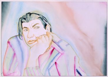 Francesco Clemente, Portrait of Morton Feldman, 1982-87, Watercolour on paper, 36.2 x 50.8 cm, Collection of Alba and Francesco Clemente, © Francesco Clemente Studio