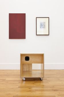 Installation shot of What happens next is a secret, (left – right), Paul Nugent, Cardinal 6, Russell Hart and Karl Burke, Compositions 1-36, William Hogarth, Time Smoking a Picture