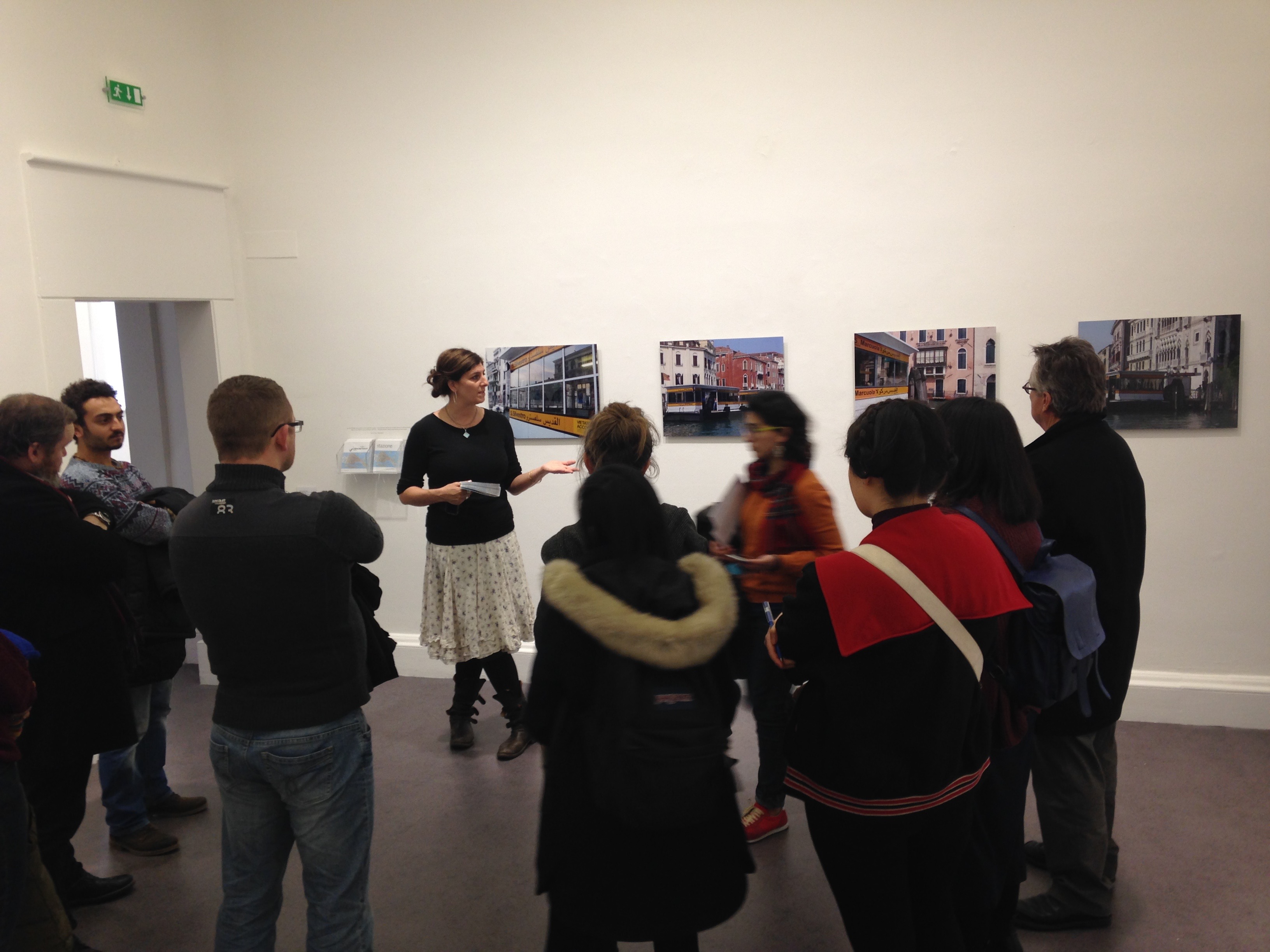 Artist Emily Jacir with workshop participants in her IMMA exhibition Europa