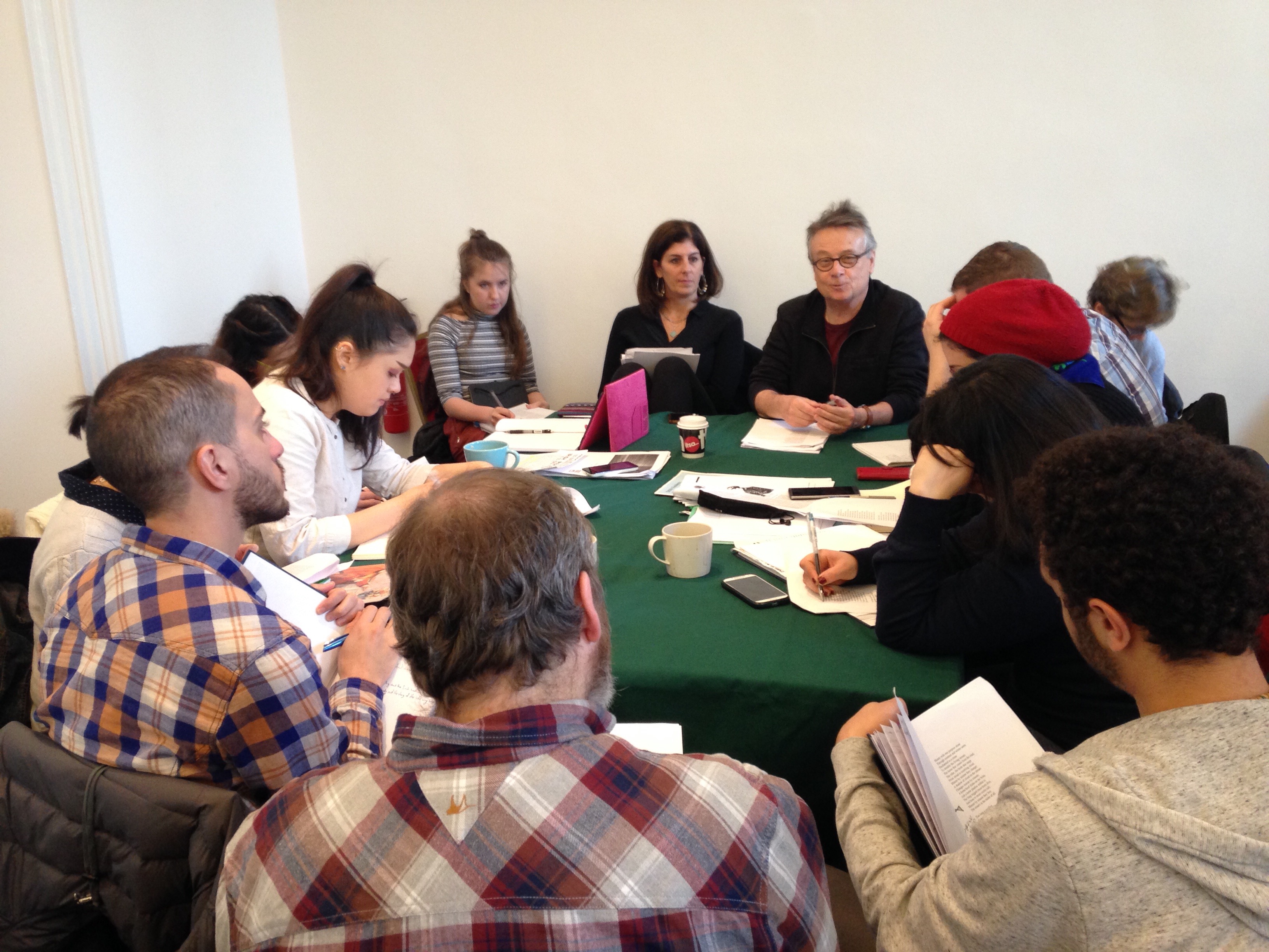 Workshop participants in session with David Lloyd and Emily Jacir at IMMA