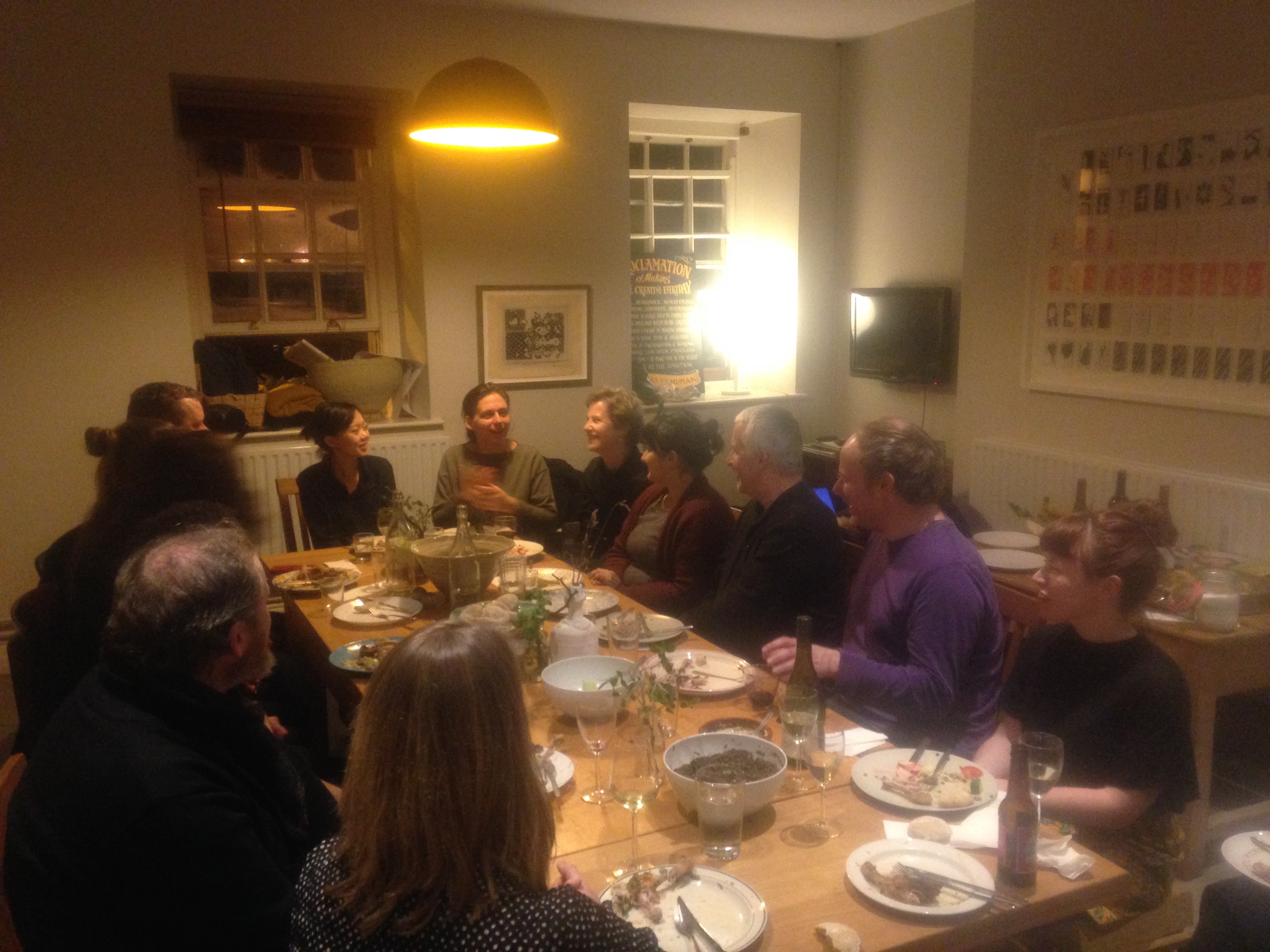 Final dinner with artists, students, participants in IMMA's Residency communal house.