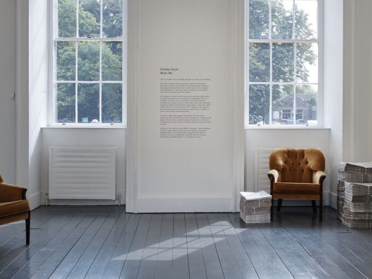 Gallery thumbnail. Installation view of Andrea Geyer, When We. 2018. IMMA, Dublin. Photo: Ros Kavanagh