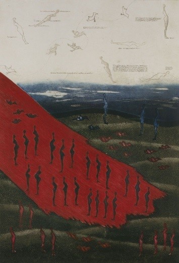 Mary Farl Powers, Red on Green, 1975, Colour etching, 43 x 30 cm, Collection Irish Museum of Modern Art, Donation, Powers Family, 2009