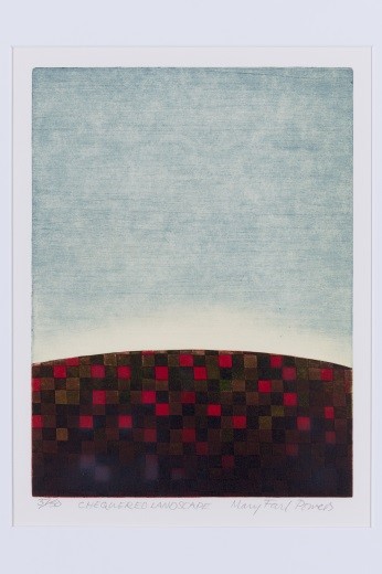 Mary Farl Powers, Chequered Landscape, 1977, Colour etching, 26.5 x 20 cm, Collection Irish Museum of Modern Art, Donation, Powers Family, 2009