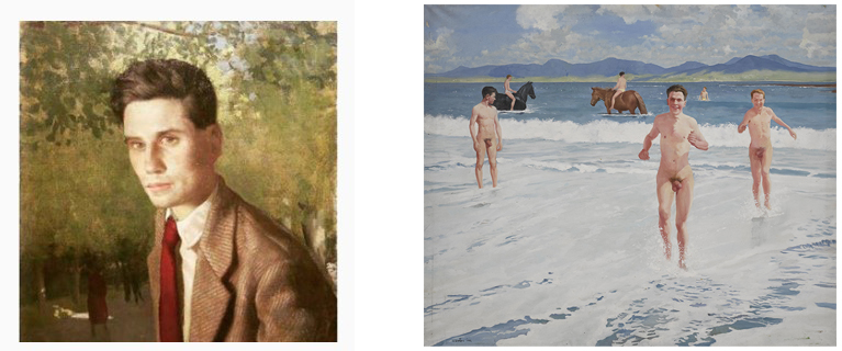 1. Hennessy. Portrait of a Man, c. 1960s. 2. Henry Robertson Craig, Nude Beach Boys, 1960s