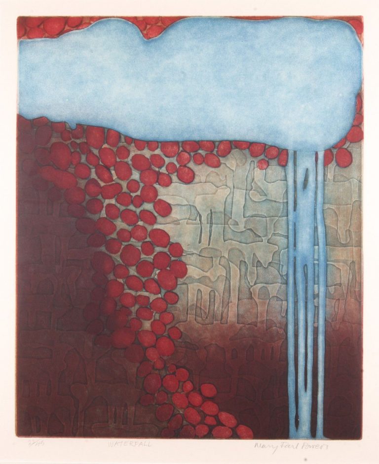 Mary Farl Powers, Waterfall, 1977, Colour etching, 48 x 40 cm, Collection Irish Museum of Modern Art, Donation, Powers Family, 2009