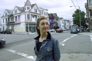 Rebecca Solnit during a Panhandle walkabout. Photo: LIZ HAFALIA / San Francisco Chronicle 2000