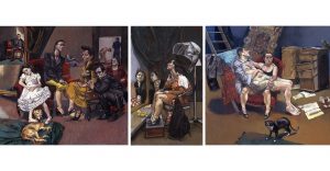 Paula Rego, The Betrothal: Lessons: The Shipwreck, after 'Marriage a la Mode' by Hogarth, 1999 Pastel on paper mounted on aluminium Three panels: 1 - 150 x 160 cm, 2 - 150 x 90 cm, 3 - 150 x 160 cm © Paula Rego, Courtesy of The Artist and Marlborough, New York and London Tate: Purchased with assistance from the Art Fund and the Gulbenkian Foundation 2002