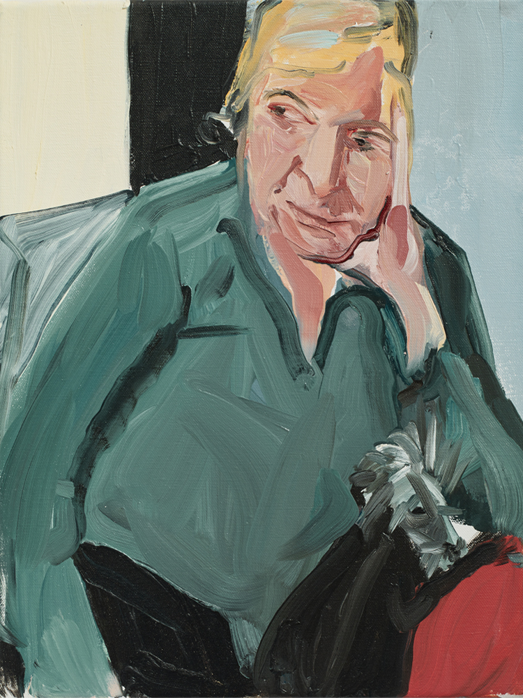 Chantal Joffe, My Mother with Fern, 2017 Oil on canvas, 40.8 x 31.3 x 2 cm, © Courtesy the artist and Victoria Miro.