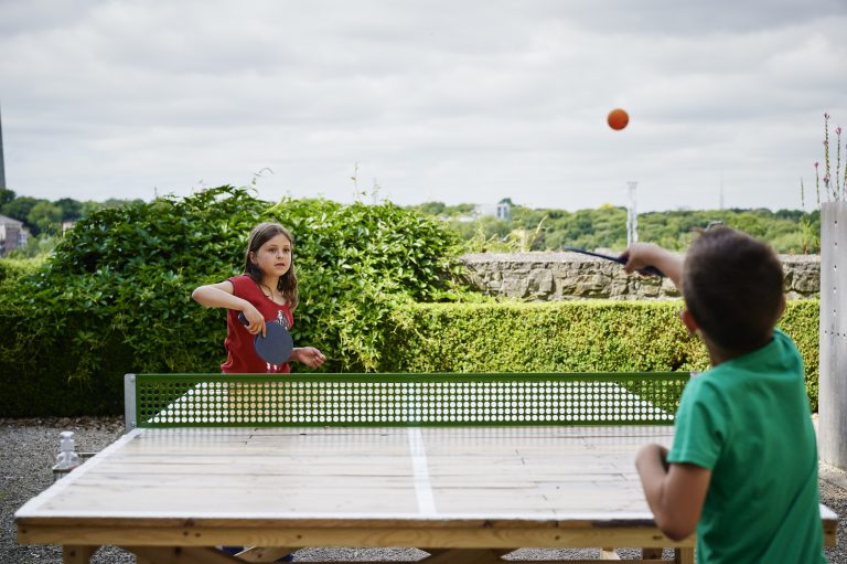 Gallery thumbnail. Mark Clare, Ping Pong Diplomacy, 2021, Garden Terrace, IMMA,. Photo Ros Kavanagh