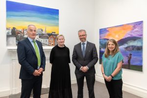  Minister Roderic O'Gorman, TD, at the launch of an exhibition of work made by young people in Oberstown Children Detention Campus who are participating in Gaisce – The President’s Award. Pictured with Minister O’Gorman is Damien Hernon, Director, Oberstown Children Detention Campus; Yvonne McKenna, CEO, Gaisce - The President's Award and Annie Fletcher, Director, IMMA. Photo Keith Arkins Media