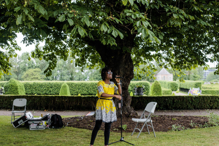 Gallery thumbnail. More than the reverb performance featuring singer Ayuk at IMMA Outdoors 2022. Photo: Cáit Fahey