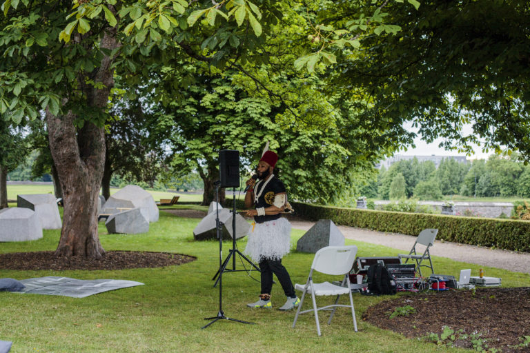 Gallery thumbnail. More than the reverb performance featuring poet James Obijiaku (Ijele)uk at IMMA Outdoors 2022. Photo: Cáit Fahey