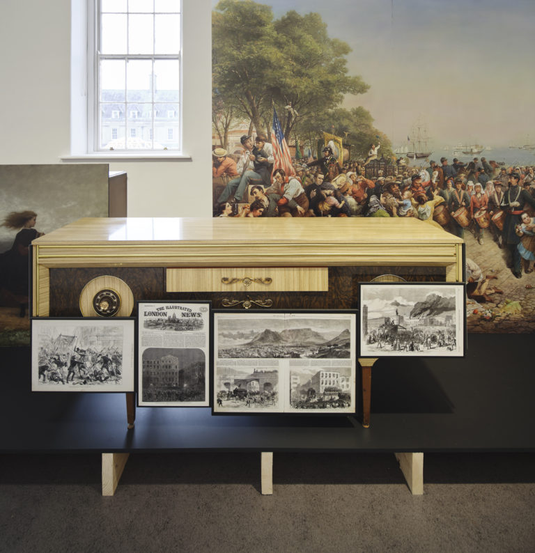 Gallery thumbnail. Installation view, Sarah Pierce, Scene of the Myth at IMMA, Dublin, 2023. Photography Ros Kavanagh. Image courtesy the artist and IMMA