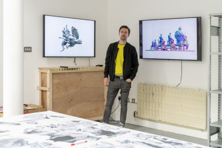 Gallery thumbnail. IMMA Residency Open Studios, Istvan Lazlo with Museum of Everyone, June 2023. Photo by Louis Haugh
