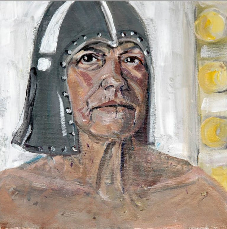 Gallery thumbnail. Patricia Hurl, Warrior VI, 2022, 30 height, 30 width cm, Oil on canvas, On Loan, the artist 