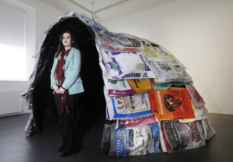 Gallery thumbnail. Laura Grisard, Aífe's Tomb, 2023, as part of the exhibition RDS Visual Art Awards 2023 at IMMA. Photography Leon Farrell, Photocall Ireland. Image courtesy RDS and the artist
