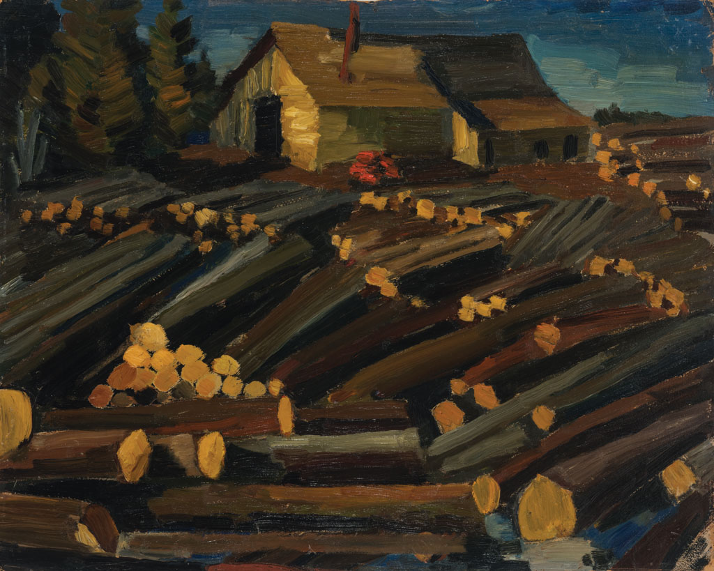 Leo Svemps, Logs at the Sawmill, 1923, oil on canvas, Latvian National Museum of Art
