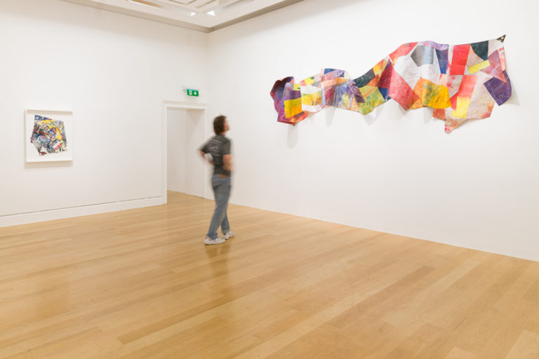 Gallery thumbnail. Installation view Sam Gilliam: Sewing Fields, 13 June 2025 – 25 January 2026. IMMA, the Irish Museum of Modern Art, Dublin Ireland. Courtesy Sam Gilliam Foundation. Photo Louis Haugh. 