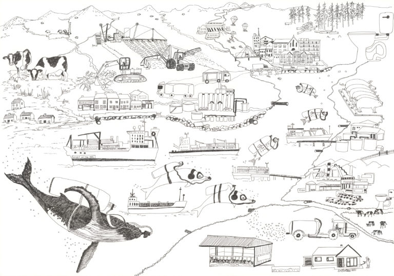 Gallery thumbnail. What If The Humpback came To Talk, Ink on Paper, 1000mm x 700mm, Lisa Fingleton, 2025
