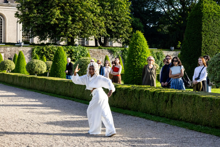 Gallery thumbnail. RESET Performance (2026) by Alberta Whittle, performed by Mele Broomes, IMMA. Photo by Pati Guimarães
